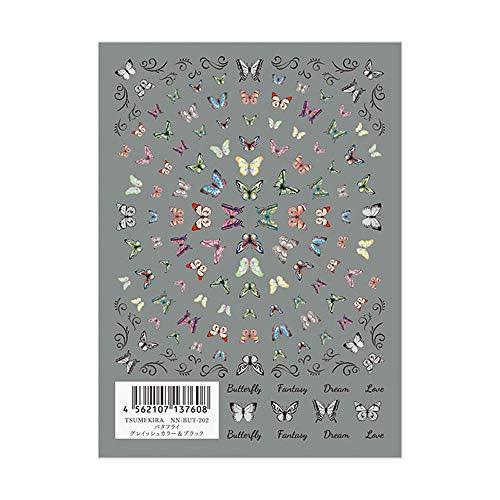 TSUMEKIRA (Tsumekira) nail seal Butterfly Pale color and white NN-BUT-201 1 sheet multi-color