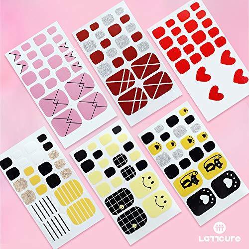 LATTCURE nail stickers foot "132 pieces / 6 pieces" nail seal gift cute popular only in the gel nail stick for stylish top feet with complete nail file