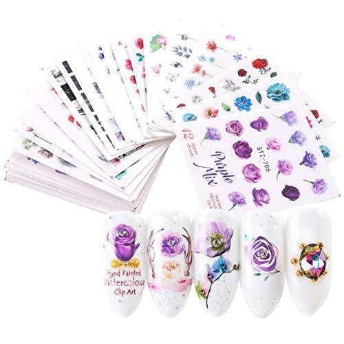 24 sheets Nyuhana Nail Art seal Hamizu manicure set women just stick decals water transfer stickers 3D, girl, Children's ultra-thin children nail sticker cute work or casual nail decoration 10044