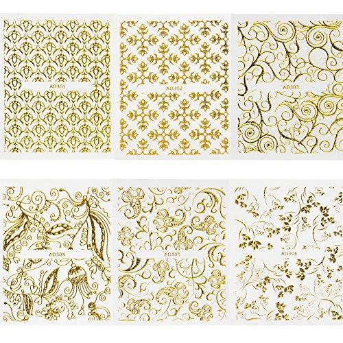 20-sheet set lace flower 3D Nail Sticker Nail Art Nail seal put only a good 3D nail art gold gold