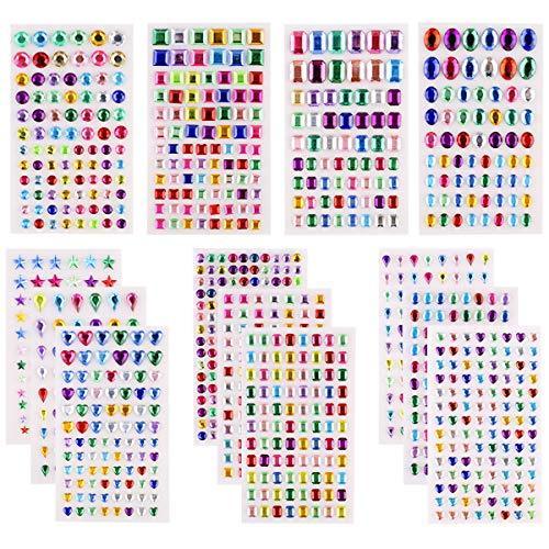 Acrylic 1200Tasu rhinestone sticker Crystal sticker jewelry sticker body and nail make-up, of scrapbooking decoration, 14 sheets for the kids craft