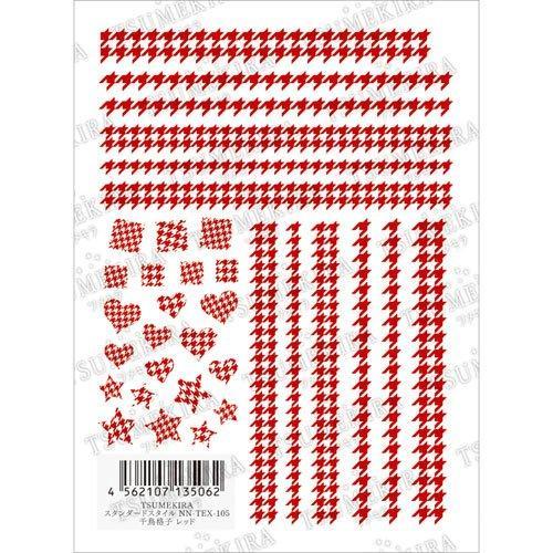 Tsumekira Nail seal standard style houndstooth Red NN-TEX-105