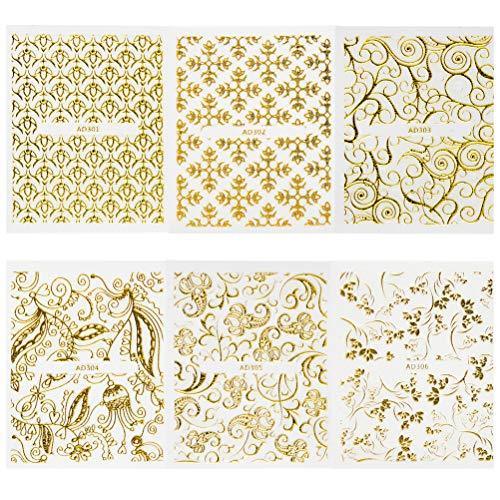 Frcolor nail seal 3D nail sticker set race Hana gold design just stick to the nail art seal claw 20-sheet set (random pattern)