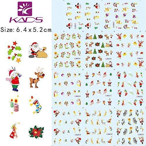KADS Christmas nail water decal set of four cute Santa Claus / Christmas tree / snowflake nail sticker nail decoration Manicure transfer sticker nail design supplies set four Meri Christmas (set 4)