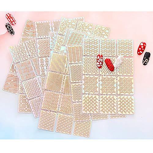 HGFF 72 pieces 36 Design Nail Vinyl Nail stencil sticker decal sheet set for diy nail art design, 12 sheets (3sheet)