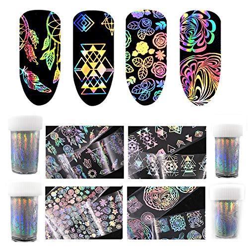 Snifu foil nail transfer foil multi-shape 4cm * 1m 4-sheet set foil nail art sparkling refreshing cute case purse (B set)