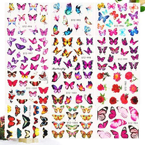 Frcolor nail seal butterfly nail sticker dry flower nail art seal stick only gel nail manicure sticker 30 piece set (mixed pattern)