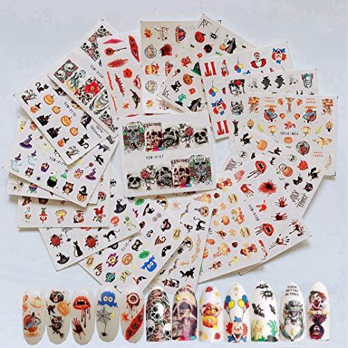 18 pieces Nail Art seal Hamizu decal water transfer sticker pasted Halloween clown pumpkin Women, Girls, Children's ultra-thin children nail sticker cute work or casual nail decoration 10061