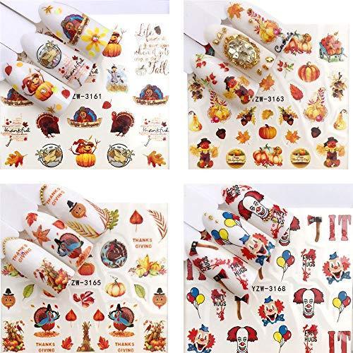 18 pieces Nail Art seal Hamizu decal water transfer sticker pasted Halloween clown pumpkin Women, Girls, Children's ultra-thin children nail sticker cute work or casual nail decoration 10061