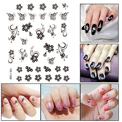 Biutee nail sticker 50 sheets floral Nail Art seal 3D nail seal mixed floral nail seal (50 Images)