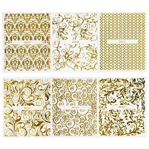 Frcolor nail seal 3D nail sticker set race Hana gold design just stick to the nail art seal claw 20-sheet set (random pattern)