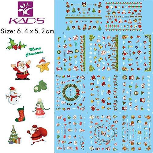 KADS Christmas nail water decal set of four cute Santa Claus / Christmas tree / snowflake nail sticker nail decoration Manicure transfer sticker nail design supplies set four Meri Christmas (set 4)