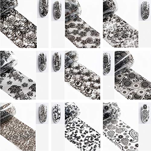 10 seal black nail foil lace black flower spring starry sky Neirudeko sticker nail art foil 50cm (11-20)