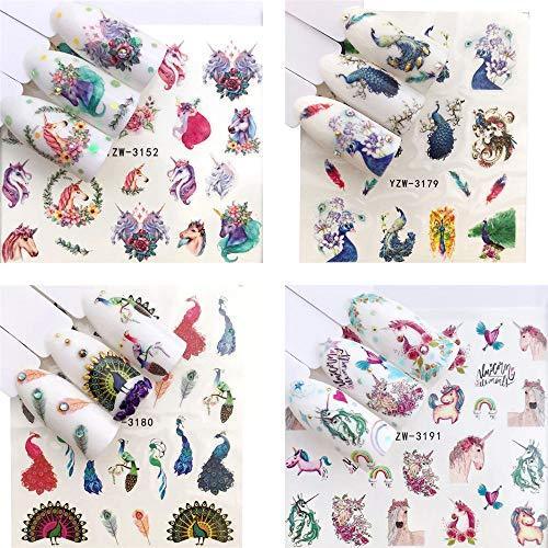 19 pieces Nail Art seal Hamizu decal water transfer sticker pasted animal wolf peacock fox Women, Girls, Children's ultra-thin children nail sticker cute work or casual nail decoration 10062