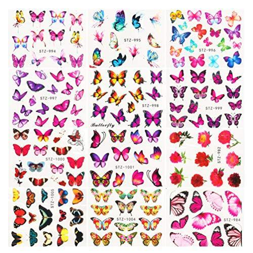 Frcolor nail seal butterfly nail sticker dry flower nail art seal stick only gel nail manicure sticker 30 piece set (mixed pattern)