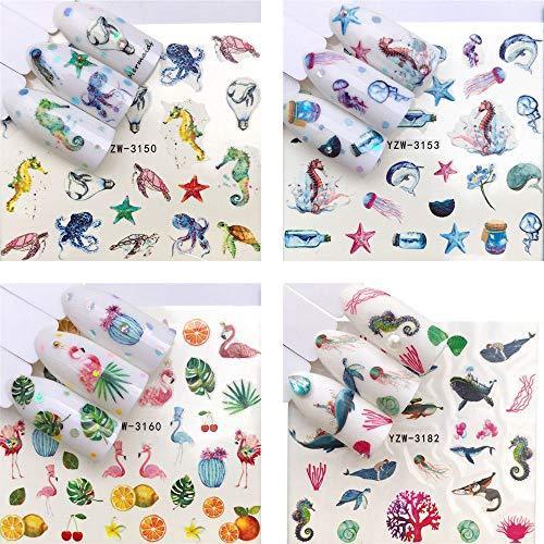 20 pieces Nail Art seal Hamizu decal water transfer sticker pasted animal owl dolphin sea animal Women, Girls, Children's ultra-thin children nail sticker cute work or casual nail decoration 10063