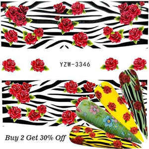 CLSMD 2020 years 1 sheet nail sticker butterfly / flower / leaf summer of colorful water transfer nail jewelry UV Gel Polish DIY decals (color: YZW 3346)