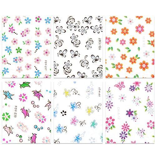 Biutee nail sticker 50 sheets floral Nail Art seal 3D nail seal mixed floral nail seal (50 Images)