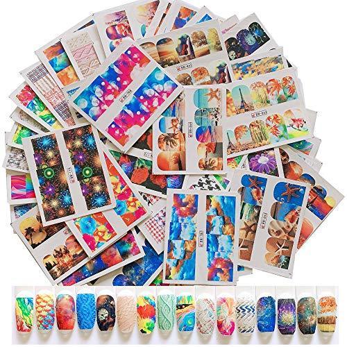 48 pieces Nail Art seal Hamizu decal water transfer sticker pasted sweater pattern colorful design Women, Girls, Children's ultra-thin children nail sticker cute work or casual nail decoration 10207