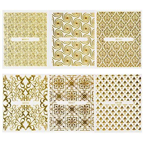 Frcolor nail seal 3D nail sticker set race Hana gold design just stick to the nail art seal claw 20-sheet set (random pattern)