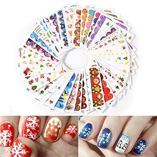 Random par Tan nail parts nail art embedded in the 45-sheet set Christmas theme Water sticker gel nail