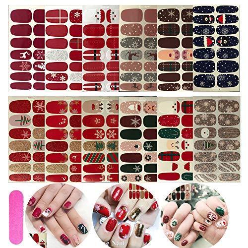 Christmas design manicure nail art nail wrap just put nail seal 12 pieces set nail stickers nail accessories women simple ladies present gift cute popular fashionable nail parts 10052