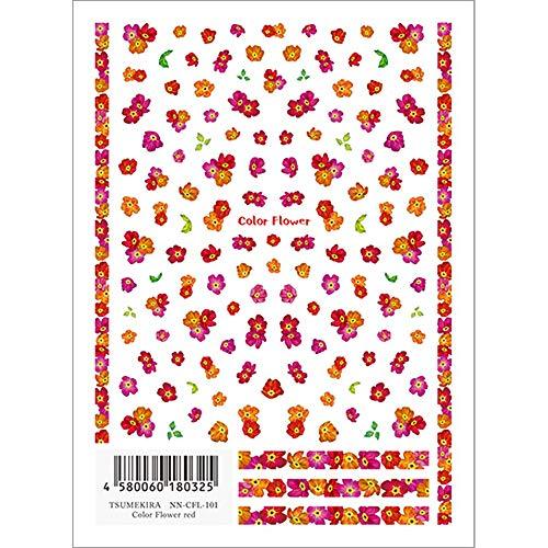 TSUMEKIRA (Tsumekira) nail seal Color Flower red NN-CFL-101 1 sheet multi-color