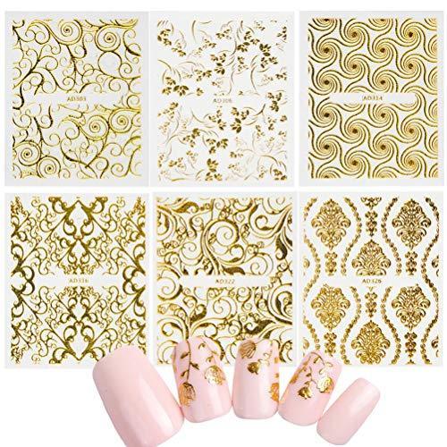 Frcolor nail seal 3D nail sticker set race Hana gold design just stick to the nail art seal claw 20-sheet set (random pattern)