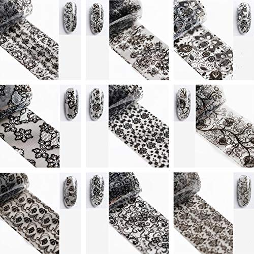 9 seal black nail foil lace black flower spring starry sky Neirudeko sticker nail art foil 50cm (01-09)