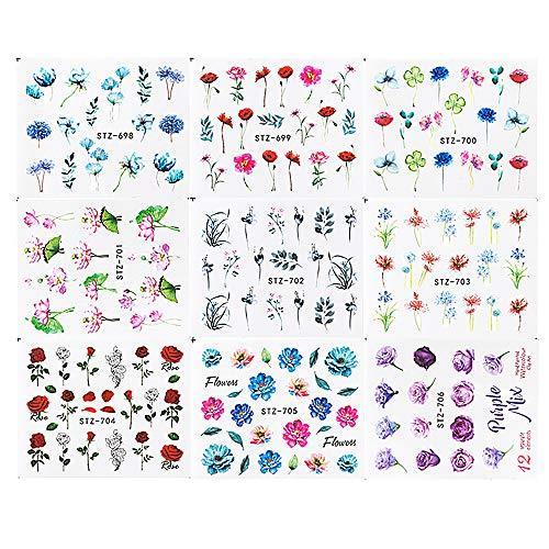 24 pieces floral nail art seal stick only manicure popular nail seal 3D stick only manicure set Women, Girls, Children's ultra-thin children nail sticker cute flower, work and casual nail decoration