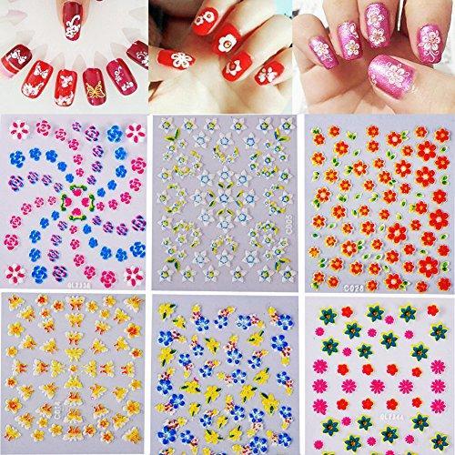 Biutee nail sticker 50 sheets floral Nail Art seal 3D nail seal mixed floral nail seal (50 Images)