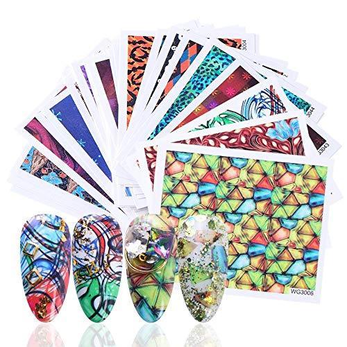 45 pieces Nail Art seal Hamizu decal water transfer sticker pasted abstract art style Women, Girls, Children's ultra-thin children nail sticker cute work or casual nail decoration 10081