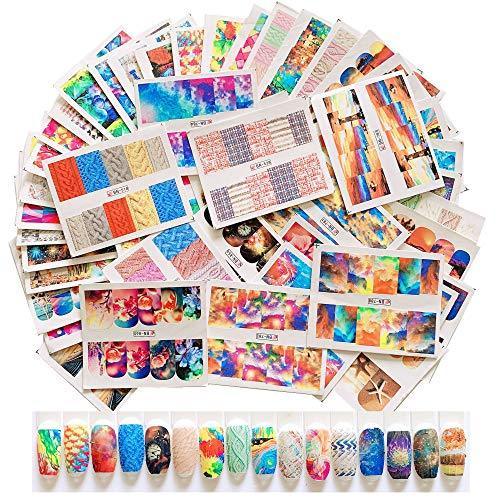 48 pieces Nail Art seal Hamizu decal water transfer sticker pasted sweater pattern colorful design Women, Girls, Children's ultra-thin children nail sticker cute work or casual nail decoration 10207