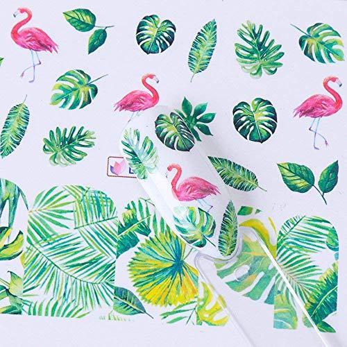 12-sheet set flamingo flower Flower Monstera nail seal water Nail sealing gel nail self nail resin flamingo bird summer nail seal pink flamingo pink seal