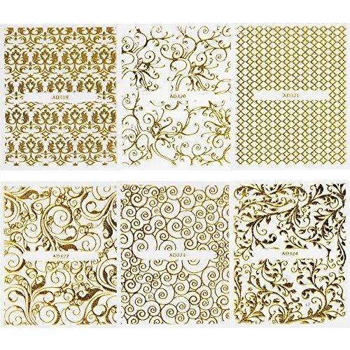 20-sheet set lace flower 3D Nail Sticker Nail Art Nail seal put only a good 3D nail art gold gold