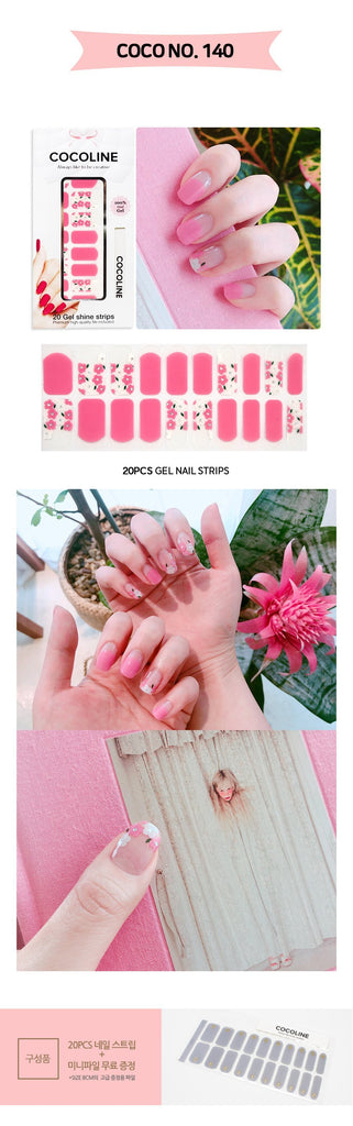 [Art Box] here line gel nail sticker 140 pink flower