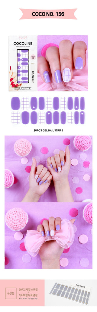 [Art Box] here line gel nail sticker 156. Check Purple