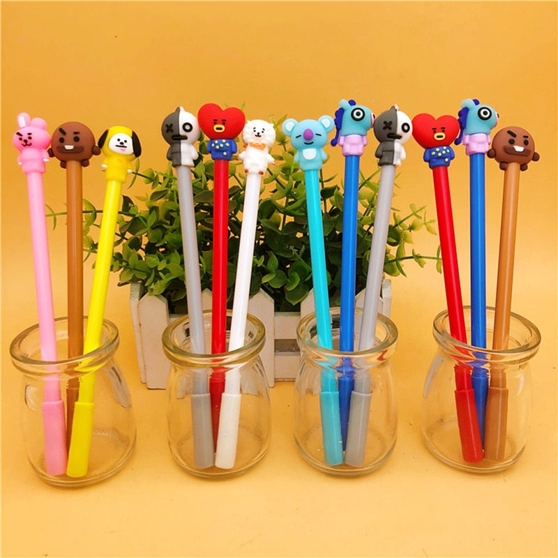 1 Pcs Korean Stationery Cute Pen kpop Theme cosplay prop Cartoon 8 Color Ballpoint Pen / Gel Pen Kawaii School Writing Gifts