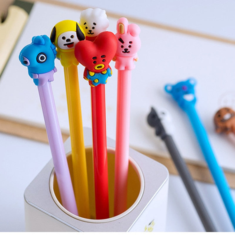 1 Pcs Korean Stationery Cute Pen kpop Theme cosplay prop Cartoon 8 Color Ballpoint Pen / Gel Pen Kawaii School Writing Gifts