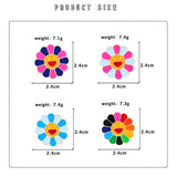 4 Colors Kpop Flowers Broche Fashion Rainbow Flower Enamel Pins Smiling Sunflower Brooches Cute Bag Icon Badges Men Women Gifts