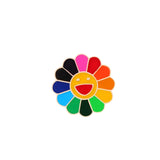 4 Colors Kpop Flowers Broche Fashion Rainbow Flower Enamel Pins Smiling Sunflower Brooches Cute Bag Icon Badges Men Women Gifts