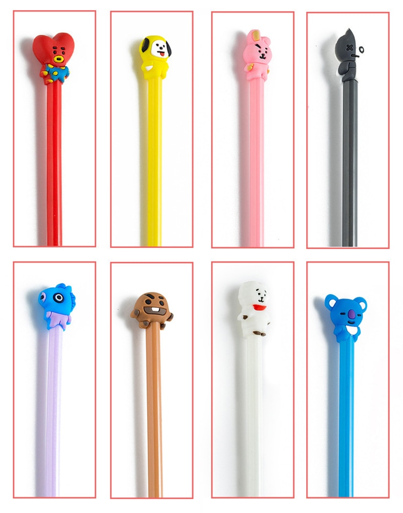 1 Pcs Korean Stationery Cute Pen kpop Theme cosplay prop Cartoon 8 Color Ballpoint Pen / Gel Pen Kawaii School Writing Gifts