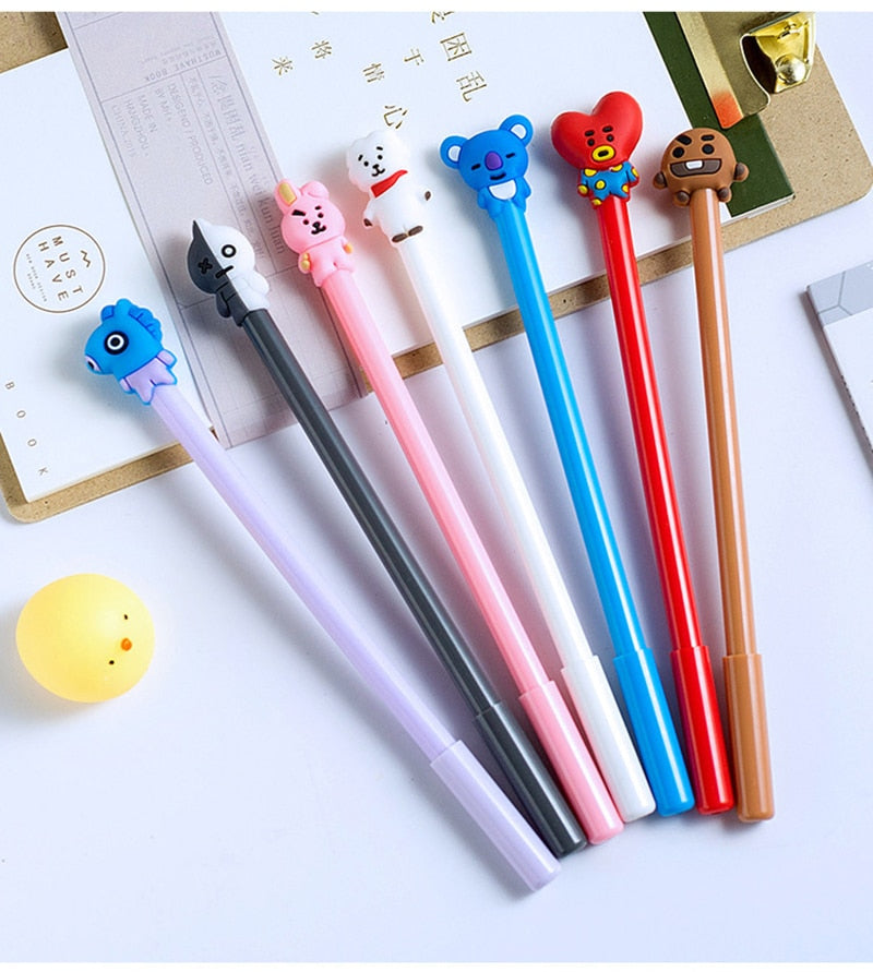 1 Pcs Korean Stationery Cute Pen kpop Theme cosplay prop Cartoon 8 Color Ballpoint Pen / Gel Pen Kawaii School Writing Gifts