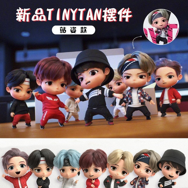 7PCS/set Bangtan Boys Groups Model Toys KPOP Star TOP Group A.R.M.Y PVC Keychain Action Figures Keyring Bt Kid