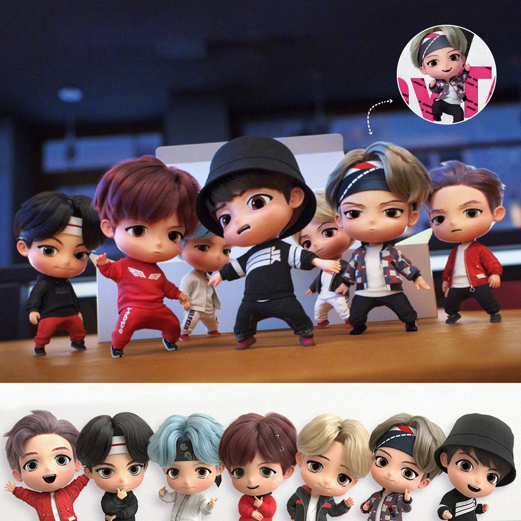 7PCS/set Bangtan Boys Groups Model Toys KPOP Star TOP Group A.R.M.Y PVC Keychain Action Figures Keyring Bt Kid