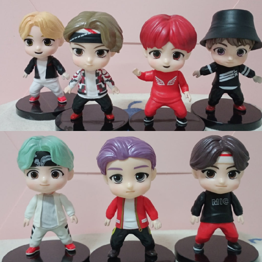 7PCS/set Bangtan Boys Groups Model Toys KPOP Star TOP Group A.R.M.Y PVC Keychain Action Figures Keyring Bt Kid