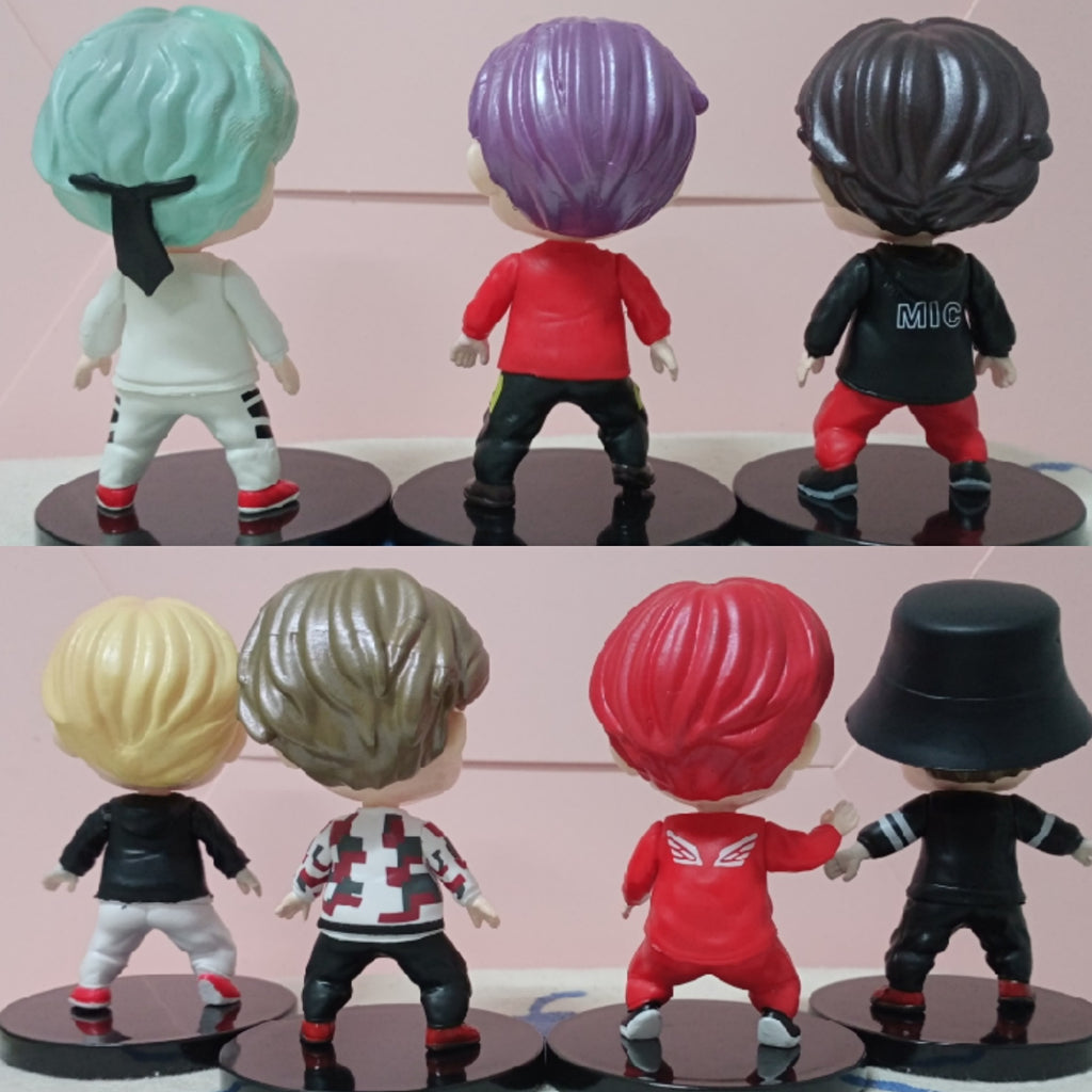 7PCS/set Bangtan Boys Groups Model Toys KPOP Star TOP Group A.R.M.Y PVC Keychain Action Figures Keyring Bt Kid