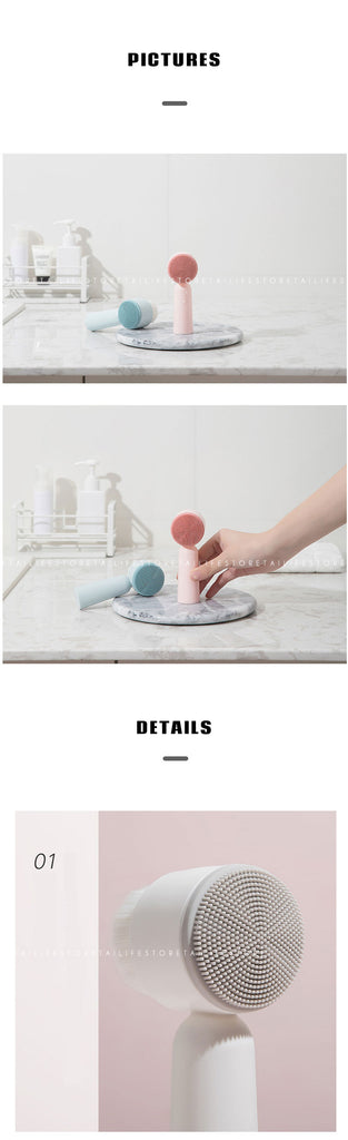 Korean Style Silicone Superfine Fiber Skin Cleaning Brush Massage Bath Washing Brushes Bathroom Accessories For Face Body Shower