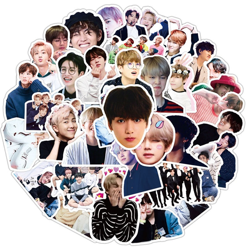 10/30/50Pcs/set Bangtan Boys Stickers KPOP Stars Stickers Idols Cute Photos Toys Stickers For Skateboard Suitcase Laptop