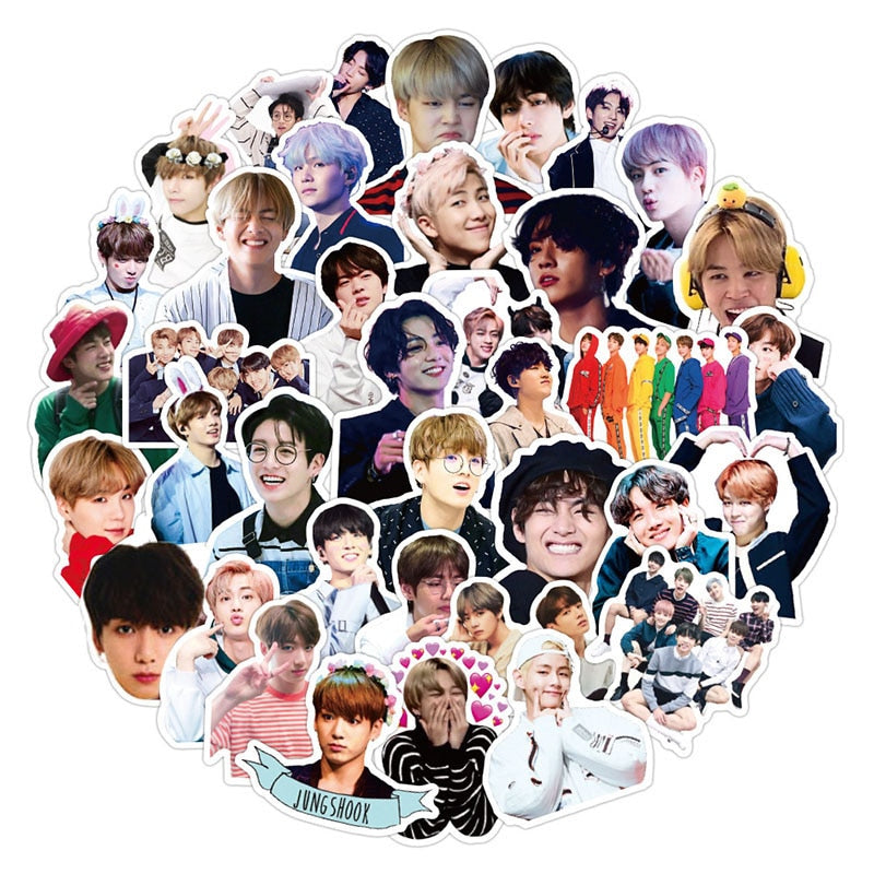 10/30/50Pcs/set Bangtan Boys Stickers KPOP Stars Stickers Idols Cute Photos Toys Stickers For Skateboard Suitcase Laptop